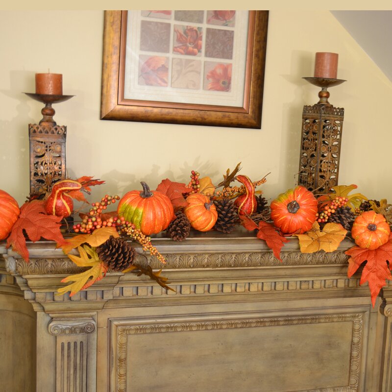 Floral Home Decor Deluxe Pumpkin Berry Fall Leaf Garland